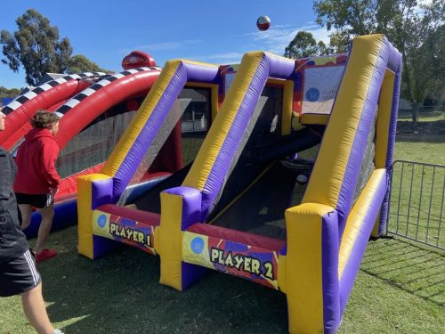 Inflatable Basketball Game with Dual Lanes